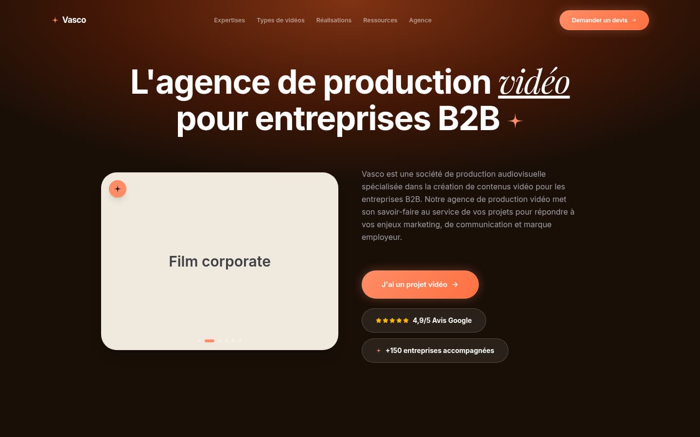 Capture du site Agence Video B2B