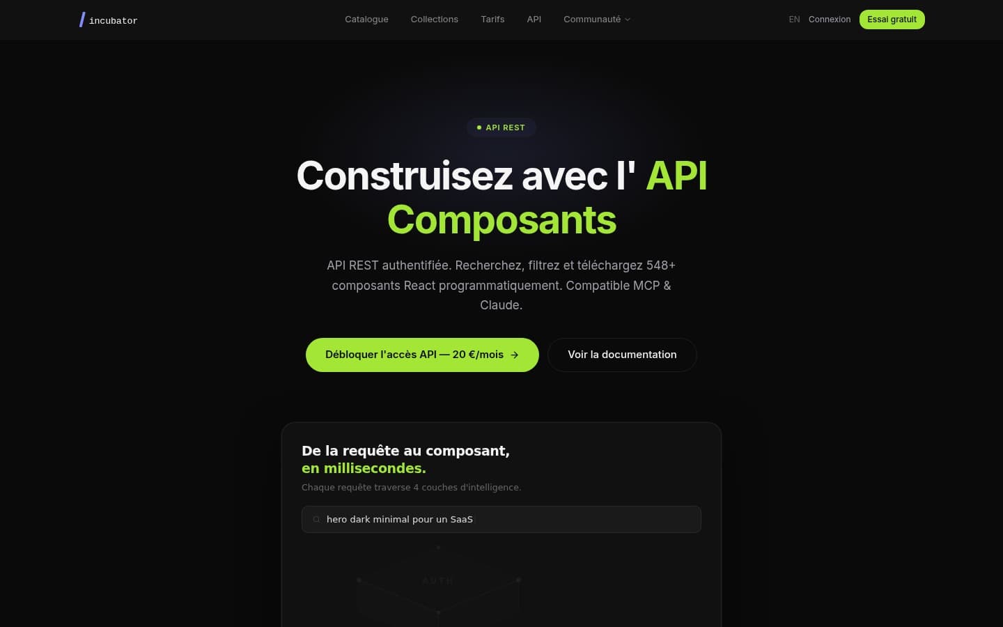 API REST — compatible MCP & Claude
