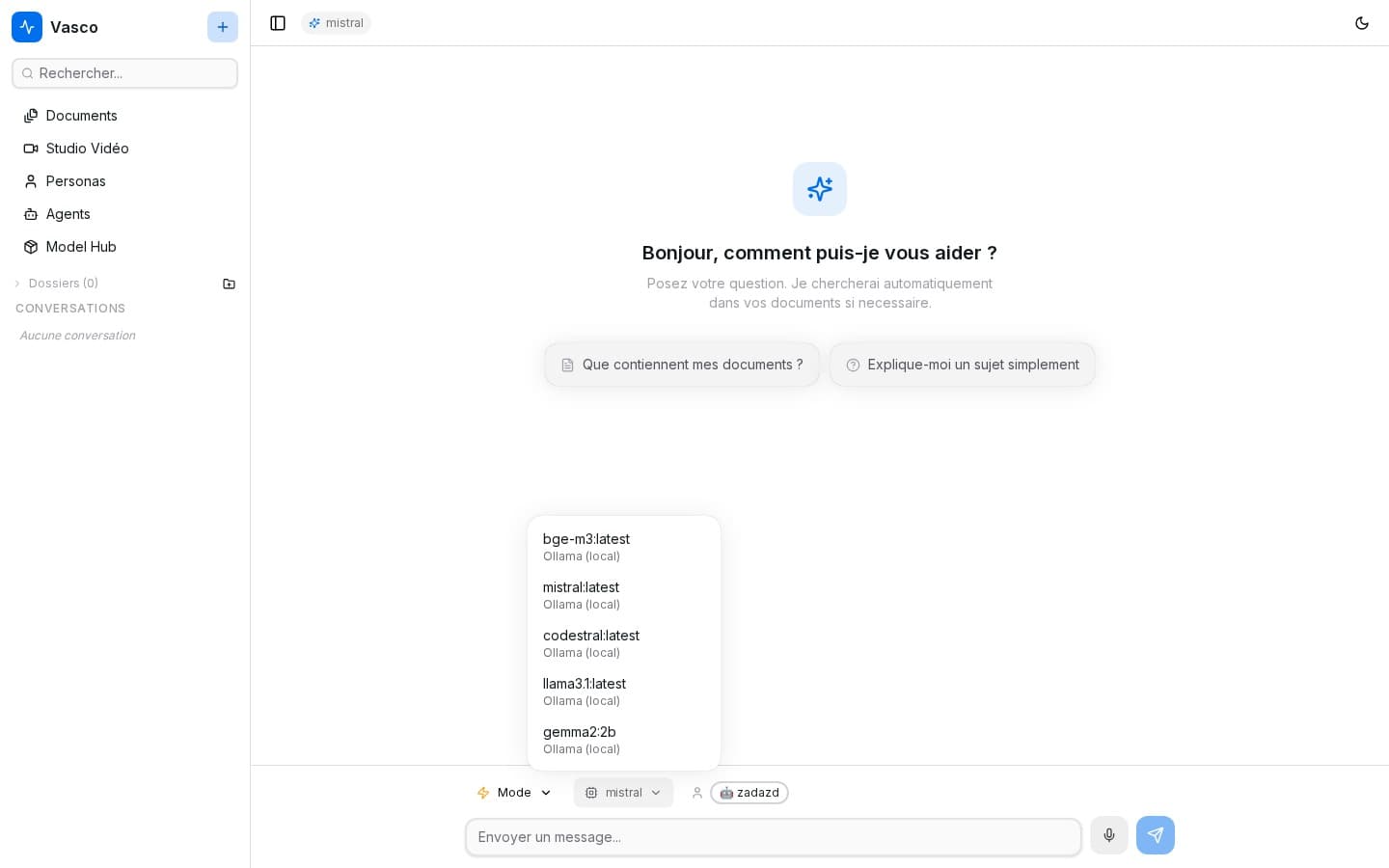 29 modèles Ollama + 16 providers API