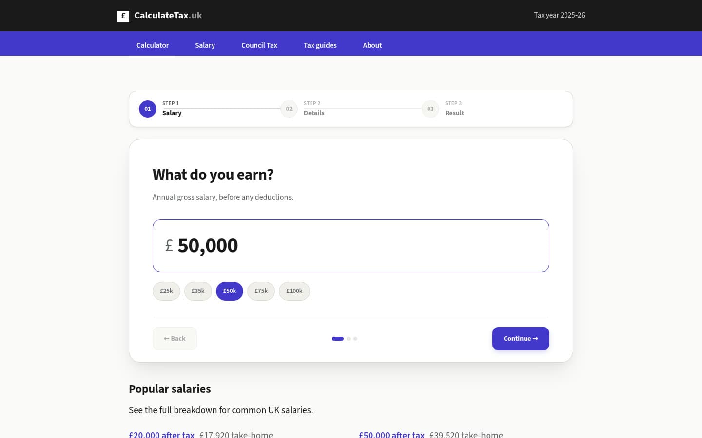 Application web de calcul de salaire UK