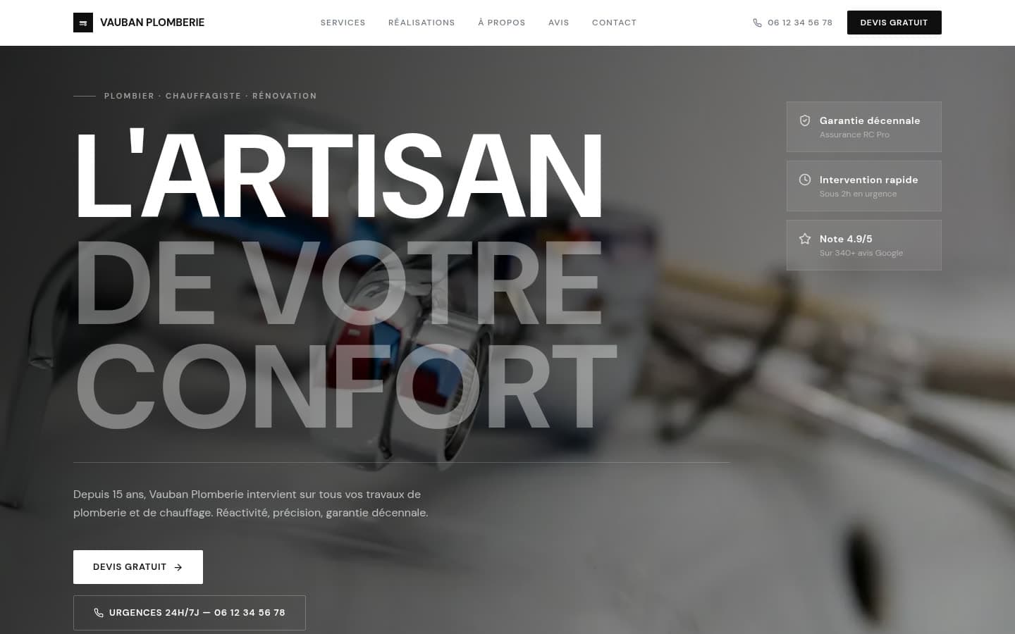 Site vitrine artisan plombier
