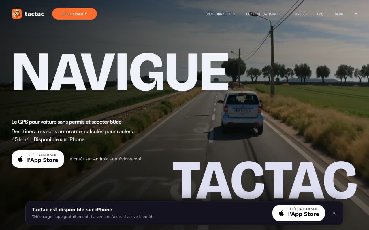 TacTac GPS, le GPS des voitures sans permis, site en ligne